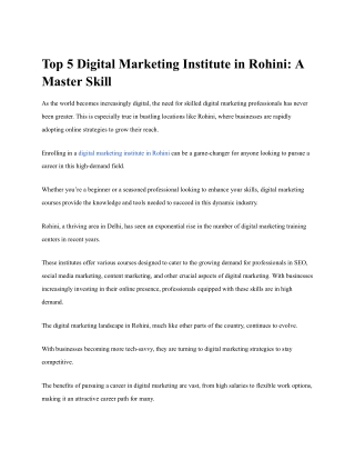 Digital Marketing institute in Rohini