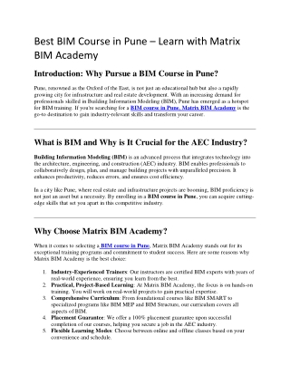 Best BIM Course in Pune