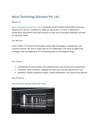 Leading IT Services Company - Aplus Technology Solutions Pvt. Ltd.