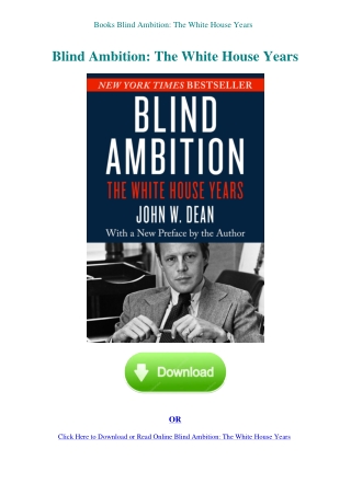 Books Blind Ambition The White House Years