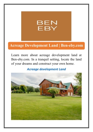 Acreage Development Land | Ben-eby.com