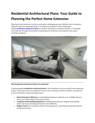 Residential Architectural Plans: Your Guide to Planning the Perfect Home Extensi