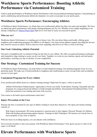 Workhorse Sports Performance