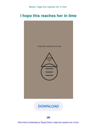 Books  I hope this reaches her in time