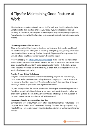 4 Tips for Maintaining Good Posture at Work