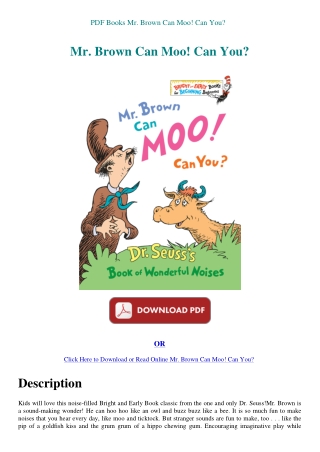 PDF Books Mr. Brown Can Moo! Can You