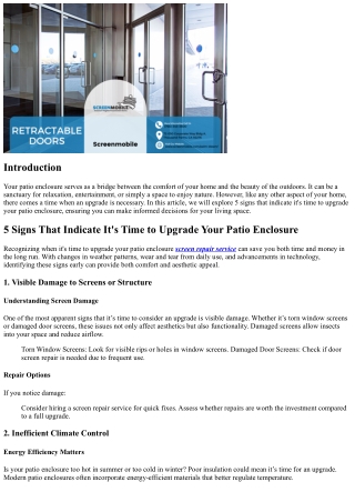 “5 Signs That Indicate It's Time to Upgrade Your Patio Enclosure”