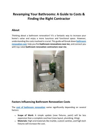 Revamping Your Bathrooms A Guide to Costs & Finding the Right Contractor