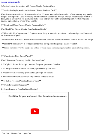 Creating Lasting Impressions with Custom Wooden Business Cards