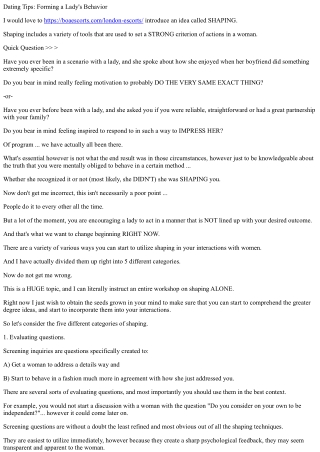 Dating ideas shaping a females habits