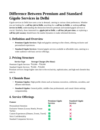 Difference Between Premium and Standard Gigolo Services in Delhi