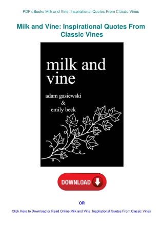PDF eBooks Milk and Vine Inspirational Quotes From Classic Vines
