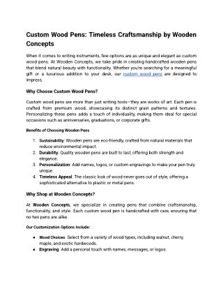 Custom Wood Pens: Timeless Craftsmanship