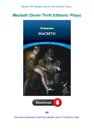 eBooks PDF Macbeth (Dover Thrift Editions Plays)