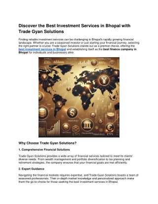 Discover the Best Investment Services in Bhopal with Trade Gyan Solutions