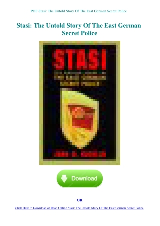PDF Stasi The Untold Story Of The East German Secret Police