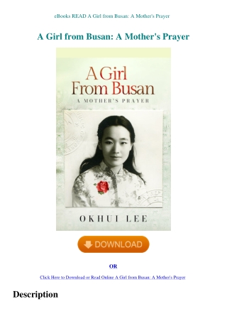 eBooks READ A Girl from Busan A Mother's Prayer