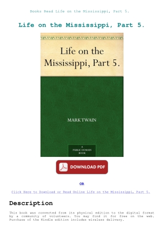 Books Read Life on the Mississippi  Part 5.