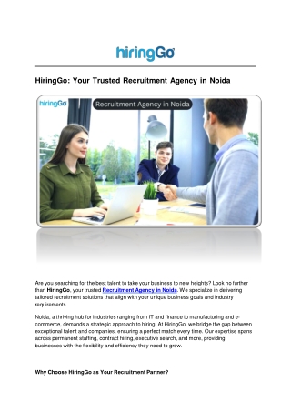 HiringGo Your Trusted Recruitment Agency in Noida