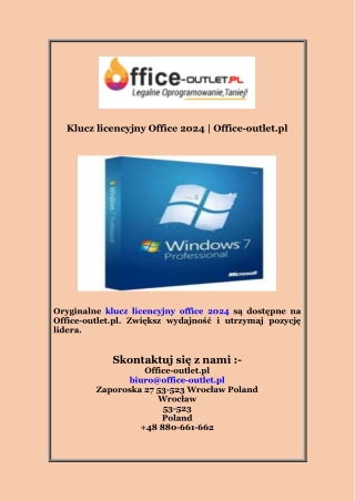 Klucz licencyjny Office 2024  Office outlet pl