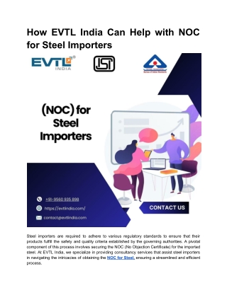 How EVTL India Can Help with NOC for Steel Importers