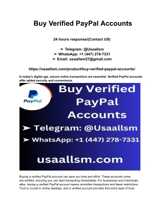 Buy Verified PayPal Accounts