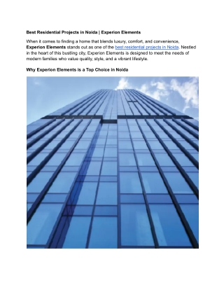 Explore Experion Elements, one of the best residential projects in Noida