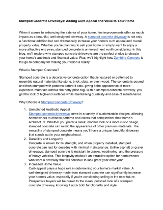 Stamped Concrete Driveways_ Adding Curb Appeal and Value to Your Home