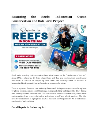 Restoring the Reefs_ Indonesian Ocean Conservation and Bali Coral Project