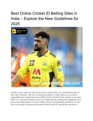 __Best Online Cricket ID Betting Sites in India – Explore the New Guidelines for 2025