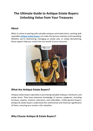 The Ultimate Guide to Antique Estate Buyers Unlocking Value from Your Treasures