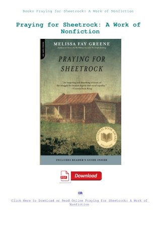 Books Praying for Sheetrock A Work of Nonfiction