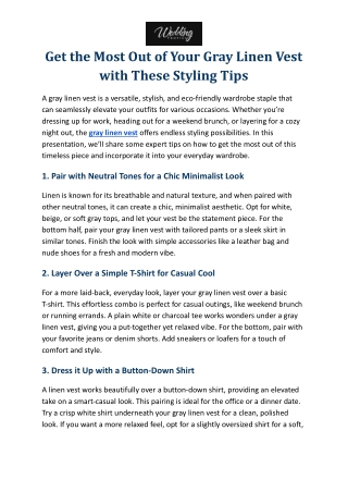 Get the Most Out of Your Gray Linen Vest with These Styling Tips