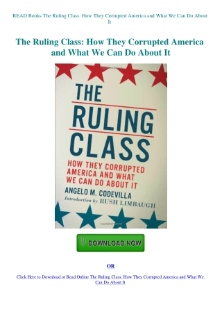 READ Books The Ruling Class How They Corrupted America and What We Can Do About It