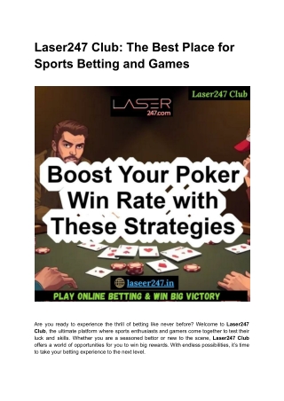 Laser247 Club_ The Best Place for Sports Betting and Games