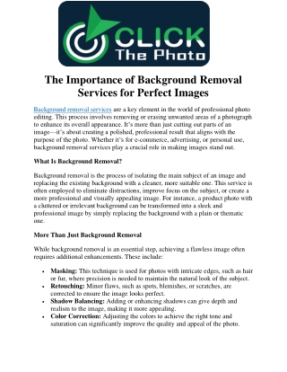 The Importance of Background Removal Services for Perfect Images