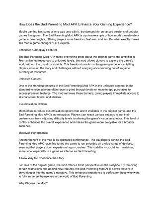 How Does the Bad Parenting Mod APK Enhance Your Gaming Experience