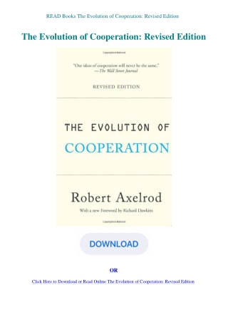 READ Books The Evolution of Cooperation Revised Edition