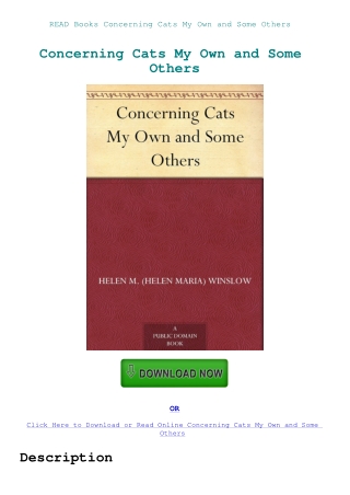READ Books Concerning Cats My Own and Some Others