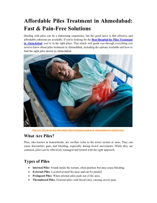 Affordable Piles Treatment in Ahmedabad