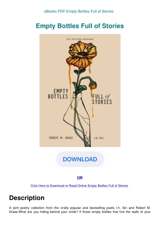 eBooks PDF Empty Bottles Full of Stories