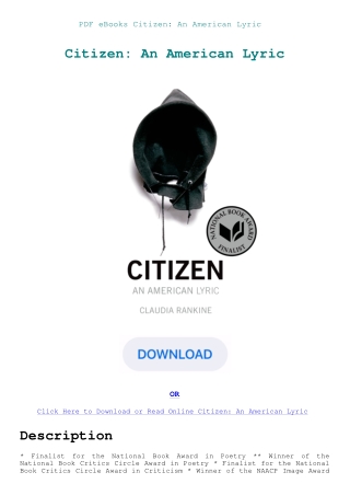 PDF eBooks Citizen An American Lyric