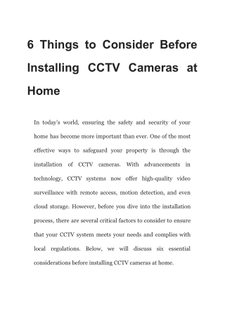 Installing CCTV Cameras at Home