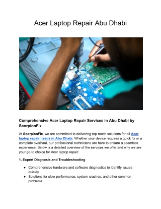 Acer Laptop Repair Abu Dhabi