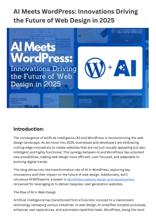 AI Meets WordPress Innovations Driving the Future of Web Design in 2025
