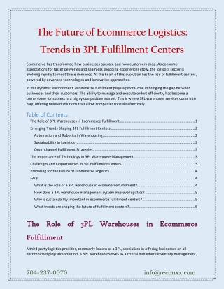 The Future of Ecommerce Logistics Trends in 3PL Fulfillment Centers