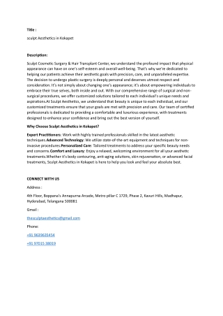 sculpt Aesthetics in Kokapet https://thesculpt.co.in/