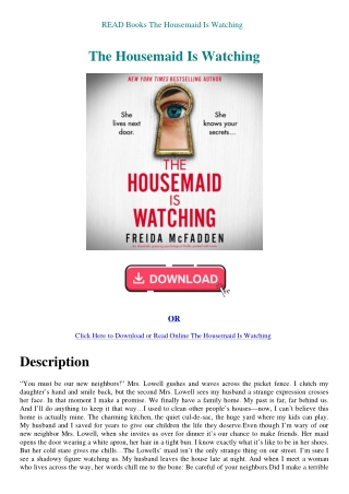 READ Books The Housemaid Is Watching