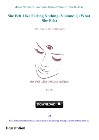 eBooks PDF She Felt Like Feeling Nothing (Volume 1) (What She Felt)
