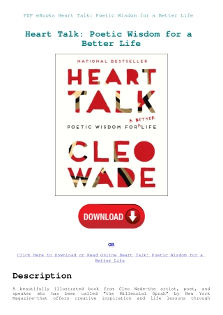 PDF eBooks Heart Talk Poetic Wisdom for a Better Life